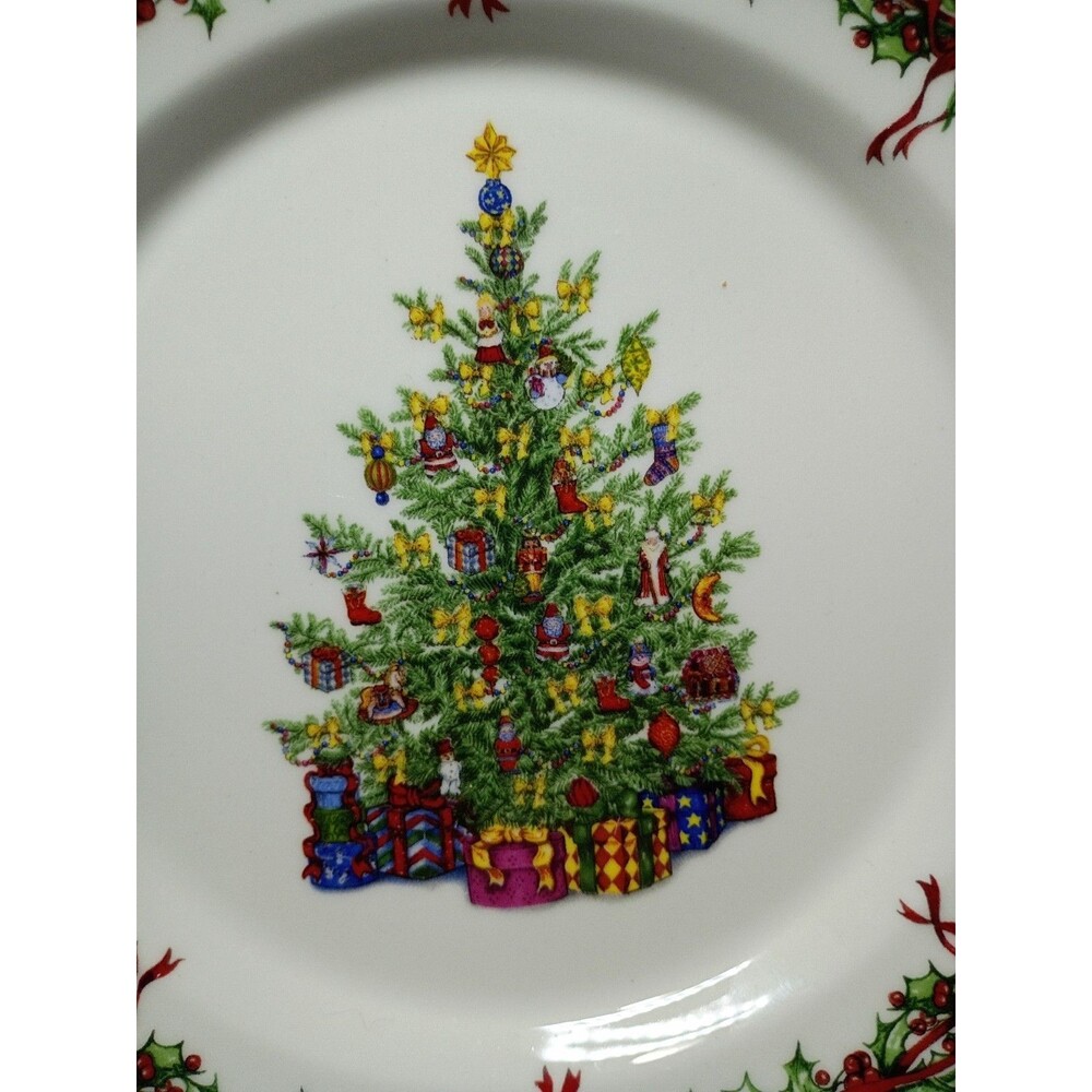 Christopher Radko Traditions Holiday Celebrations Set 4 Dinner Plates Christmas - Picture 4 of 10